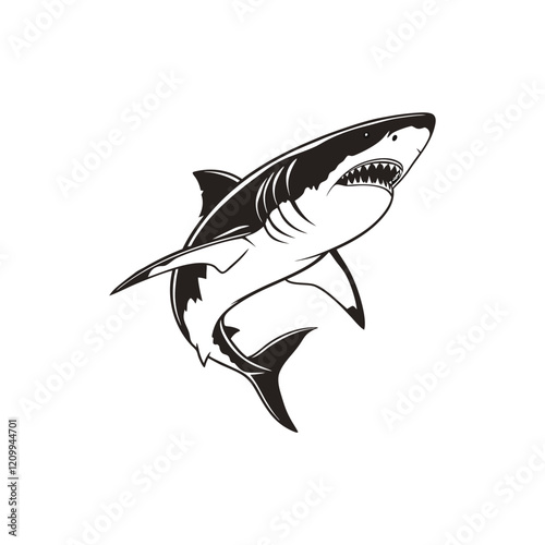 Great shark on white background