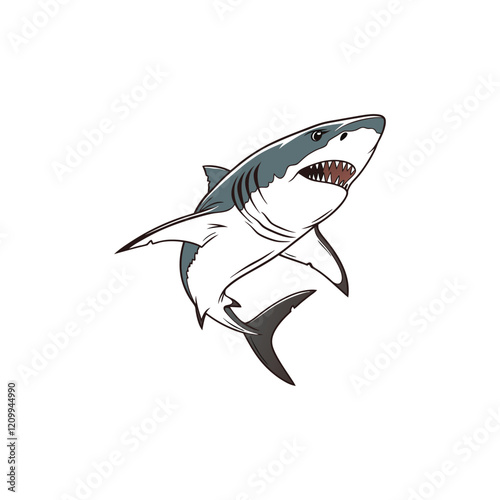 Great shark on white background