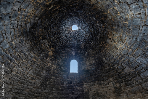 Interior view of historic Ward Charcoal Ovens in Nevada 