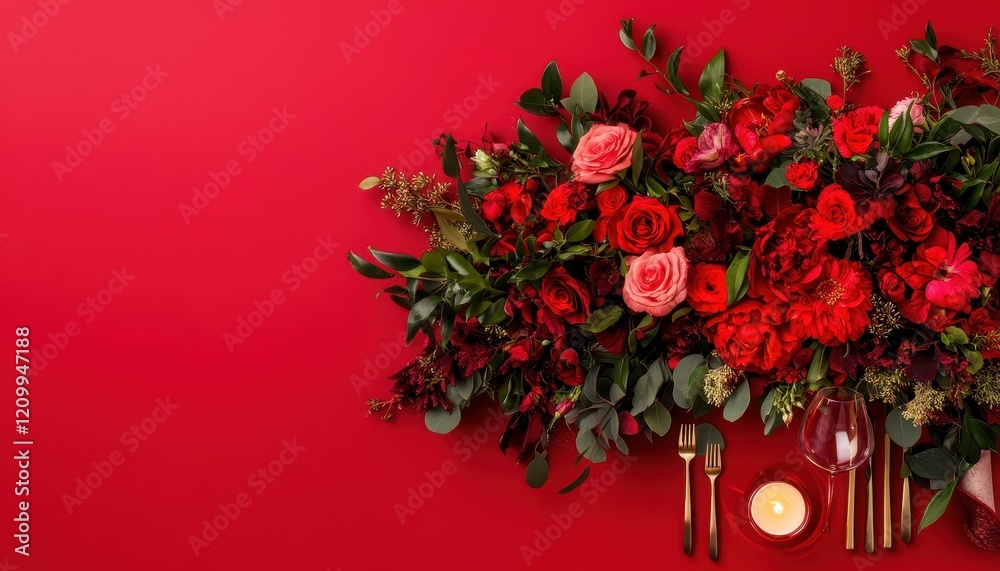 Obraz premium Elegant Red and Pink Floral Centerpiece for Romantic Celebration