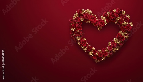 Elegant Red and Gold Rose Heart Design for Valentines Day