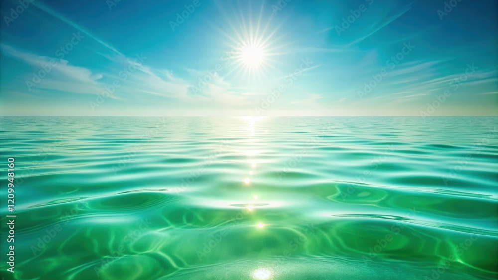 Obraz premium Serene Ocean Surface with Bright Sunlight and Gentle Waves