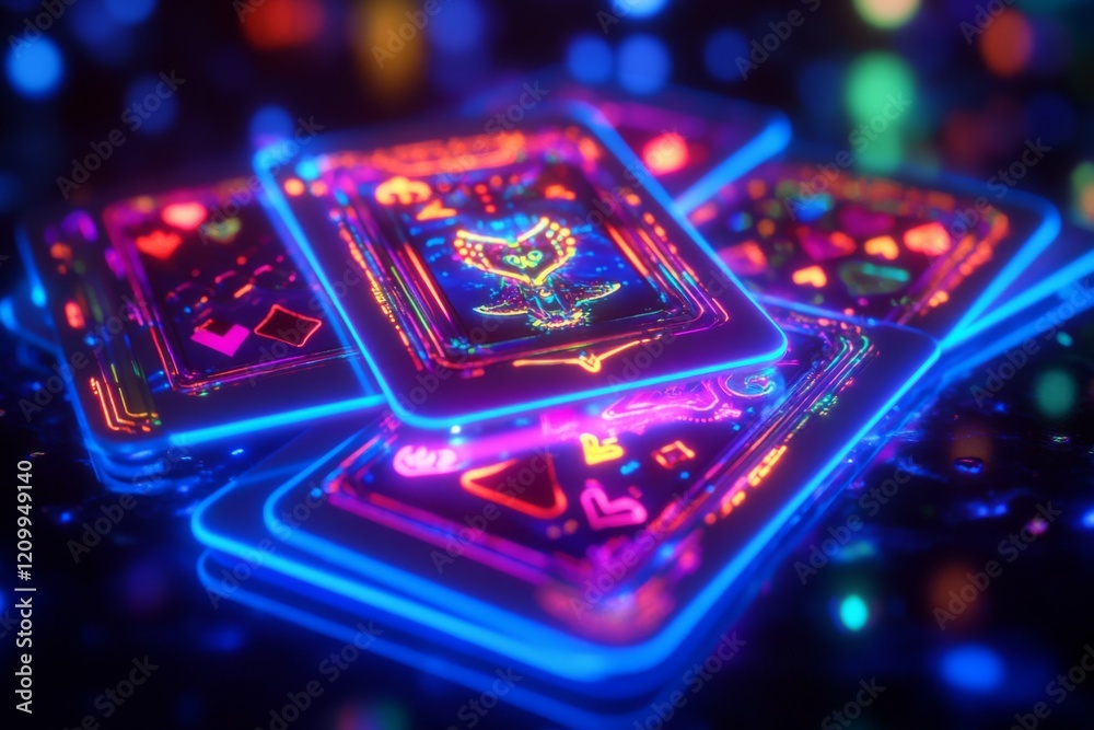 Neon Playing Cards Display Neon Playing Cards Display