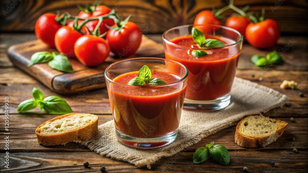 Refreshing Tomato Juice with Basil and Crusty Bread Refreshing Tomato Juice with Basil and Crusty Bread