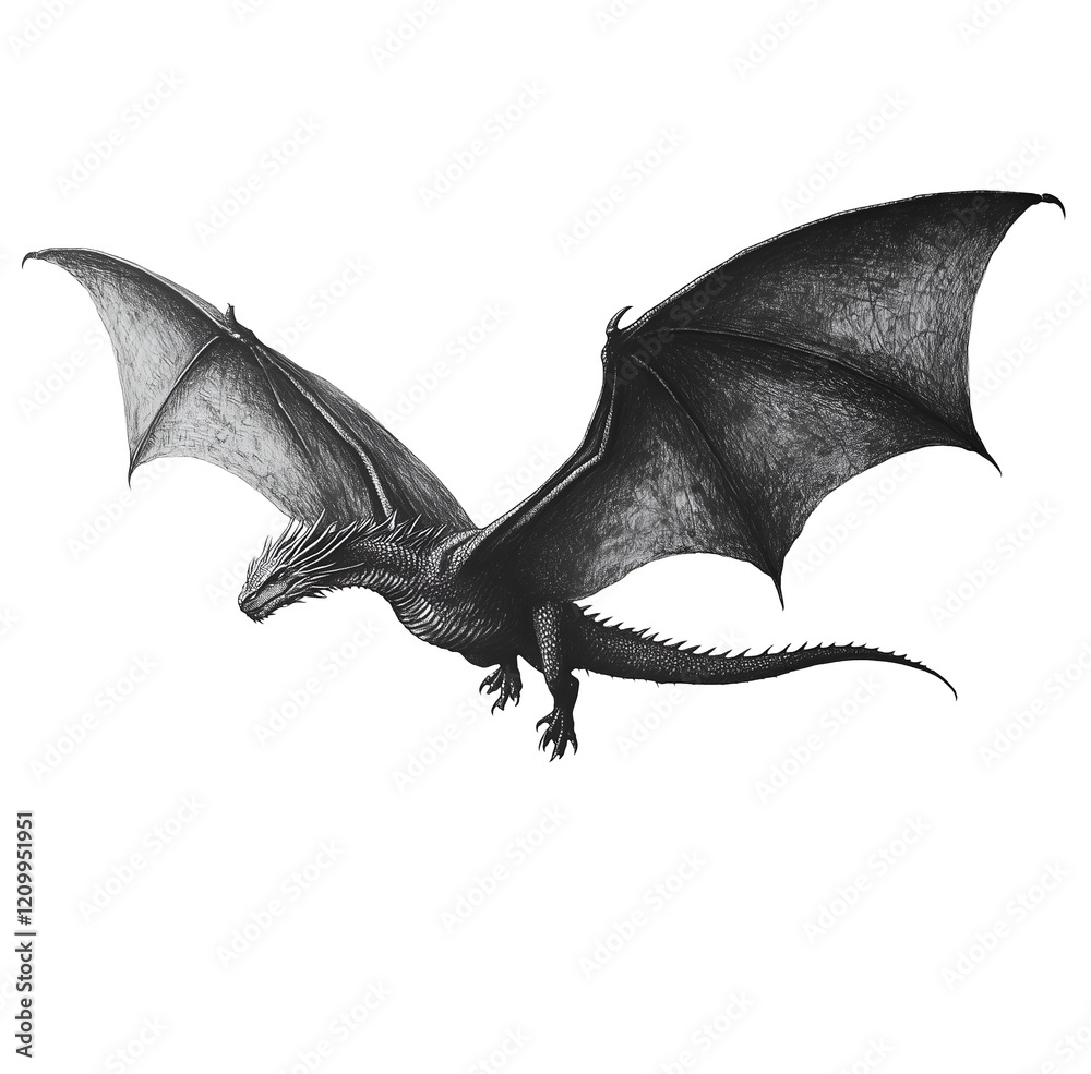 Fototapeta premium silhouette of dragon on white