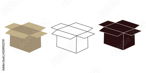 Open package vector icon. silhouette and outline vector box. empty delivery storage box symbol for UI designs.
