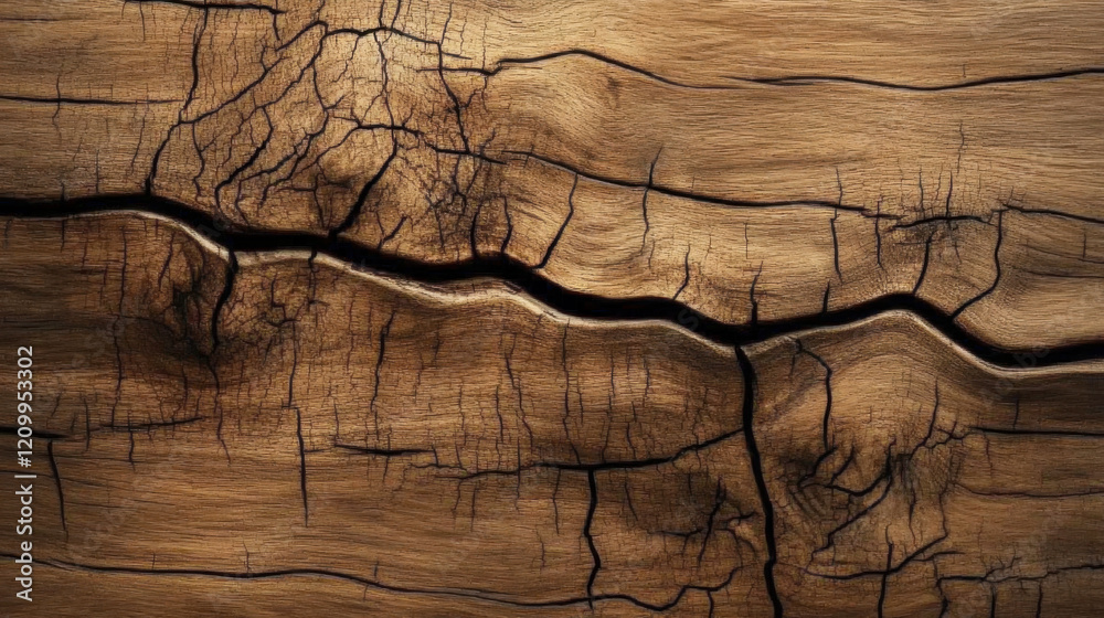 Naklejka premium old cracked brown wood material texture. Background