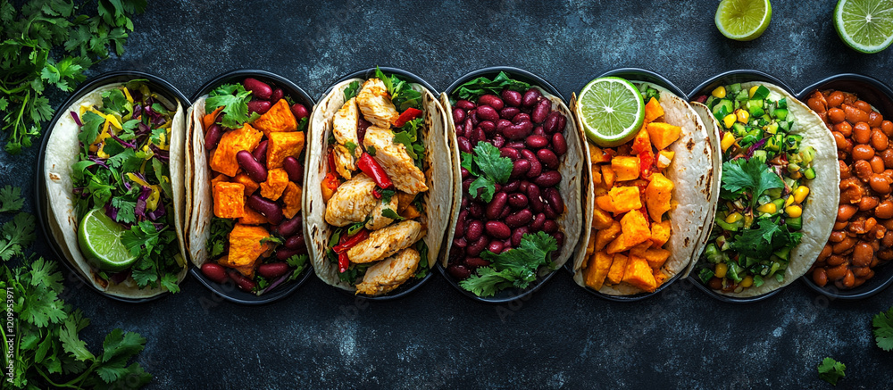 Fototapeta premium Different Traditional Foods generated image