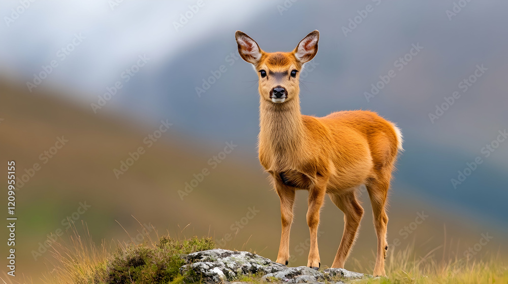 Glückliches, junges, müdes Rentier auf einer großen Weide in Norwegen, Skandinavien. Gute und ökologische Tierhaltung in der Landwirtschaft. Glückliches, junges, müdes Rentier auf einer großen Weide in Norwegen, Skandinavien. Gute und ökologische Tierhaltung in der Landwirtschaft.