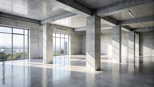 Wallpaper Mural Sunlit Modern Industrial Loft Space with High Ceilings and Large Windows Torontodigital.ca