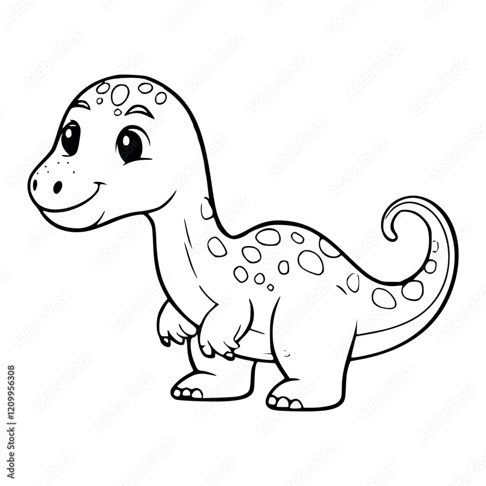 Obraz premium Cute dinosaur illustration coloring page - coloring book for kids