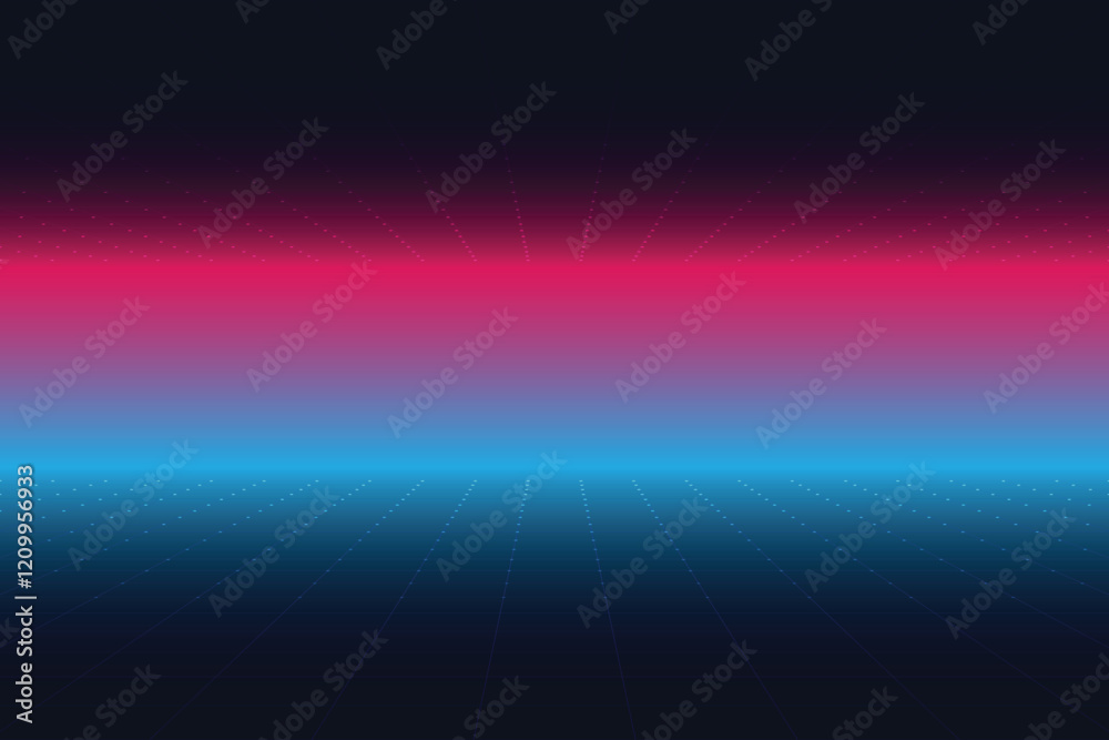 Obraz premium Pixel art background. 8 bit game. retro game. for game assets in vector illustrations. Retro Futurism Sci-Fi Background. glowing neon grid and stars from vintage arcade comp