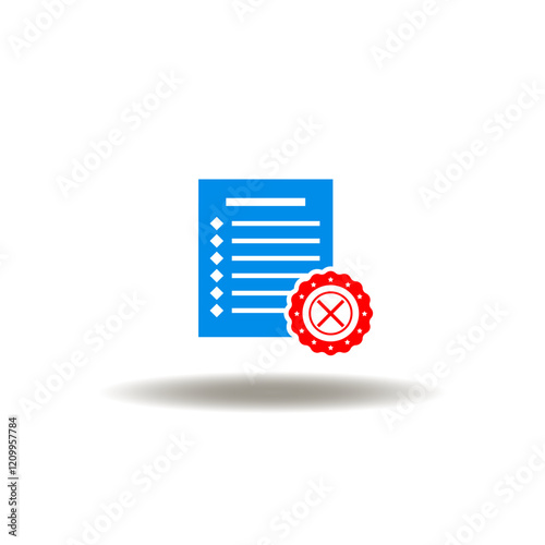 Vector illustration of list with stamp close. Symbol of COB Close Of Business. Icon of termination of the deal, contract.