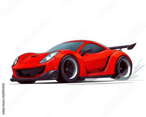 Sleek Red Sports Car in Action with Dynamic Motion Effects