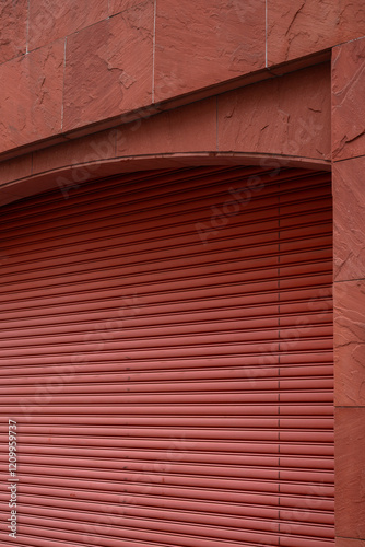 Obraz na płótnie Red shutter door architecture Background w salonie