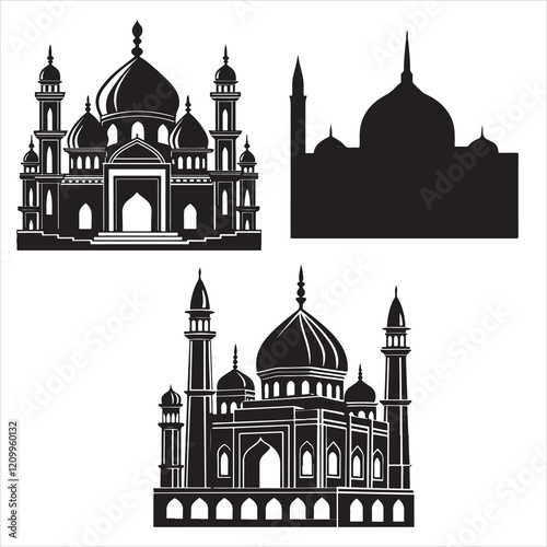 mosque black vector silhouette	
