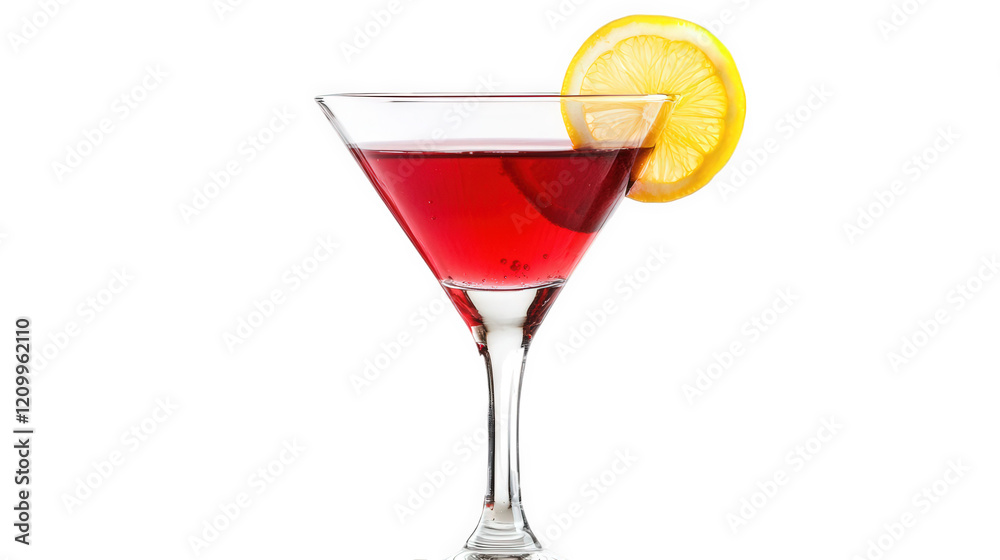 a vibrant red cocktail served in a classic martini glass. garnished with a slice of lemon the drink's rich color and elegant presentation suggest it is designed for social occasions or leisurely enjoy a vibrant red cocktail served in a classic martini glass. garnished with a slice of lemon the drink's rich color and elegant presentation suggest it is designed for social occasions or leisurely enjoy