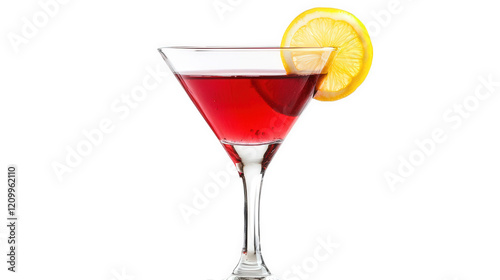 Wallpaper Mural a vibrant red cocktail served in a classic martini glass. garnished with a slice of lemon the drink's rich color and elegant presentation suggest it is designed for social occasions or leisurely enjoy Torontodigital.ca