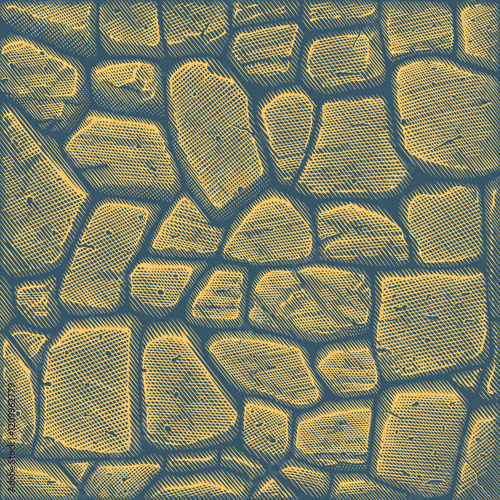 Stone Wall. Background. Editable hand drawn illustration. Vector vintage engraving. 8 EPS