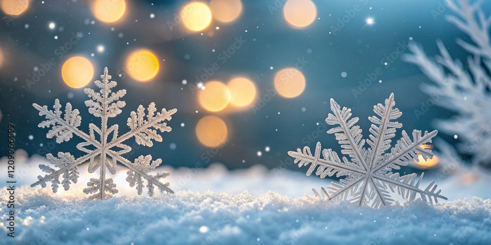 Intricate Close-Up of Snowflakes Showcasing Winter's Delicate Beauty Intricate Close-Up of Snowflakes Showcasing Winter's Delicate Beauty