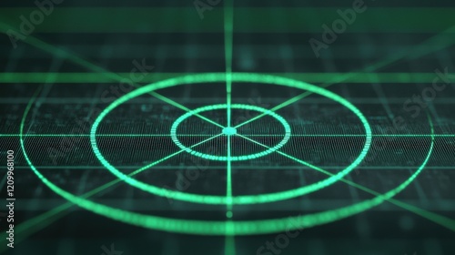 Cybersecurity Threat Hunting Incident Response concept. Conceptual Glowing Radar Scanning a Digital Network