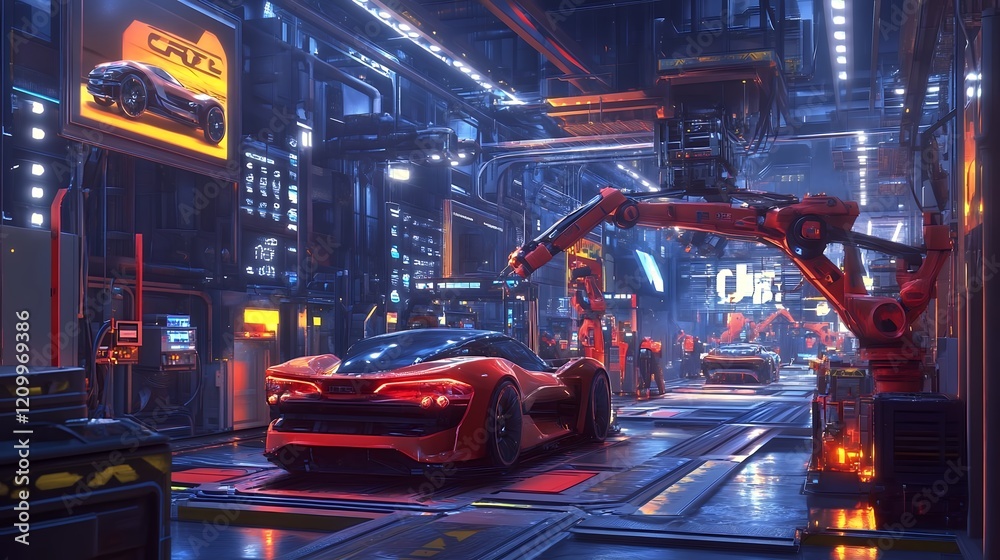 Futuristic Car Assembly Line Sci Fi Digital Art Futuristic Car Assembly Line Sci Fi Digital Art