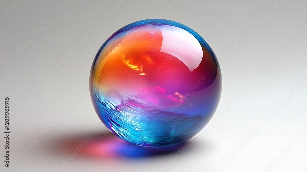 Abstract Orb: Vibrant Hues Within a Glass Sphere: A mesmerizing sphere of glass captures a swirling blend of vibrant red, orange, and blue hues. Abstract Orb: Vibrant Hues Within a Glass Sphere: A mesmerizing sphere of glass captures a swirling blend of vibrant red, orange, and blue hues.