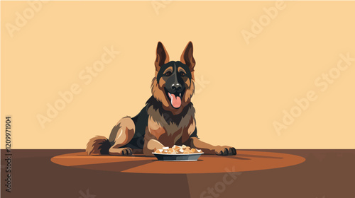 Flat illustration of dog. Guard dog. Domestic animal.