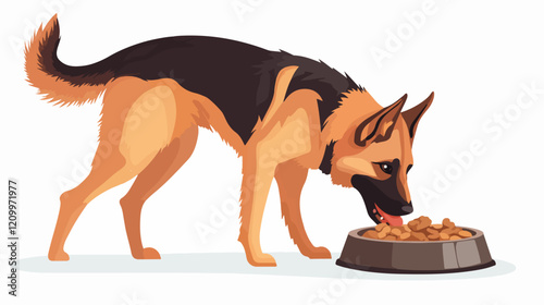 Flat illustration of dog. Guard dog. Domestic animal.