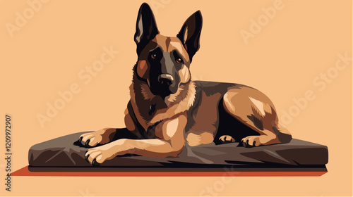 Flat illustration of dog. Guard dog. Domestic animal.