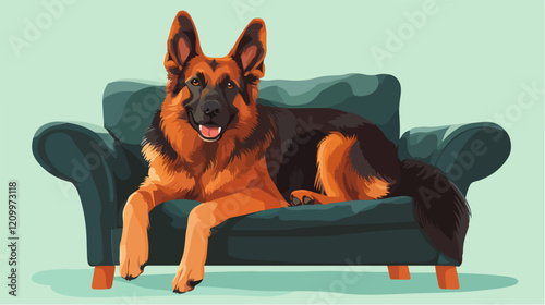 Flat illustration of dog. Guard dog. Domestic animal.