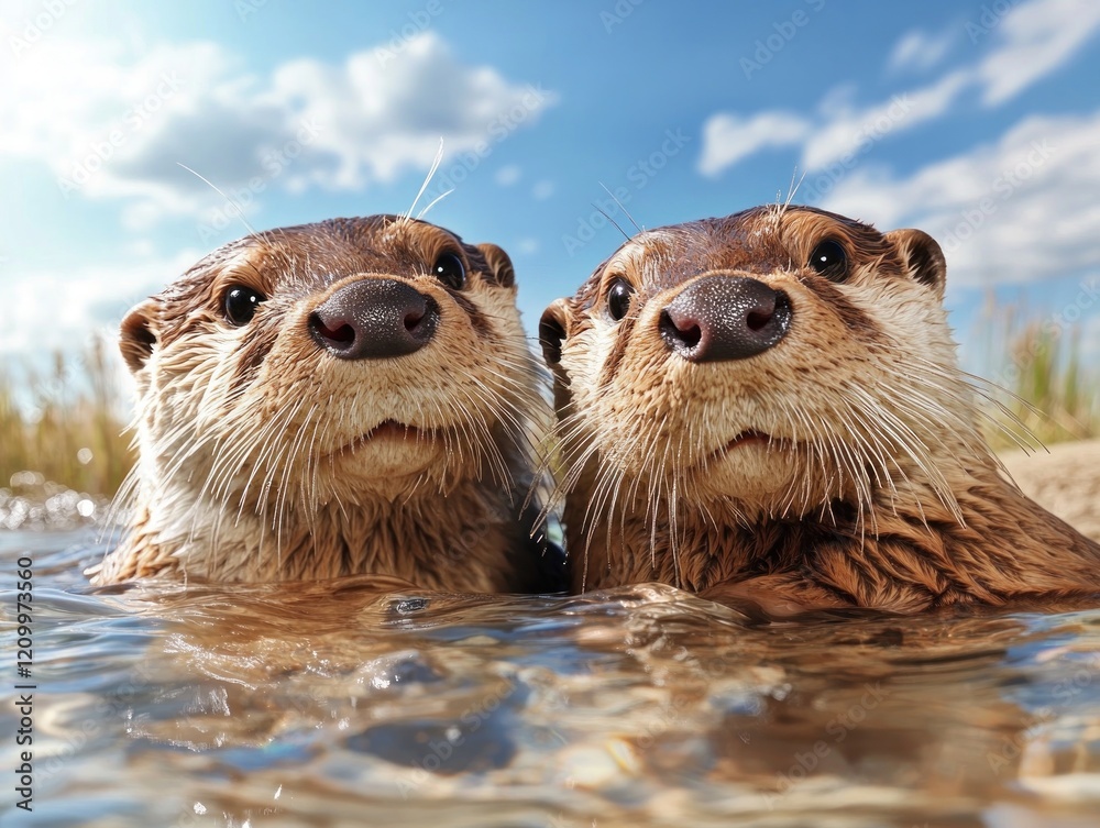 Playful Otters in a Thriving Wetland Ecosystem A Stunning Wildlife Scene Showcasing Ecological Interdependence, the Importance of Wildlife Preservation, and the Crucial Need for Habitat Protection to Playful Otters in a Thriving Wetland Ecosystem A Stunning Wildlife Scene Showcasing Ecological Interdependence, the Importance of Wildlife Preservation, and the Crucial Need for Habitat Protection to