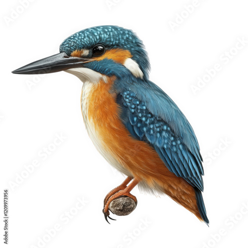 Wallpaper Mural beautifully detailed illustration of a kingfisher. showcasing its vibrant blue and orange plumage. sharp beak. and distinctive markings the bird is perched on a small rock. emphasizing its elegance an Torontodigital.ca