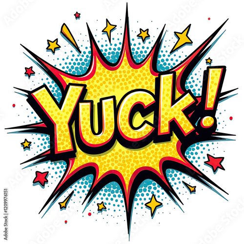 PNG  Vibrant and dynamic comic art style showcasing the word yuck with bold colors and energetic design elements, ai generated
