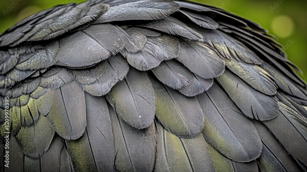 Obraz premium Black bird feathers close-up, zoo background, nature texture, wildlife design