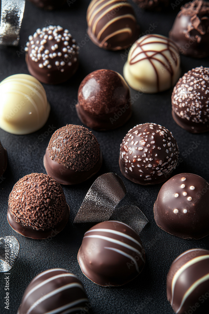 Different delicious chocolate candies as background, closeup Different delicious chocolate candies as background, closeup