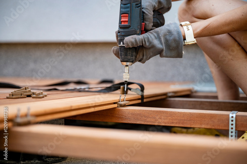 Precision woodworking with power tools in action