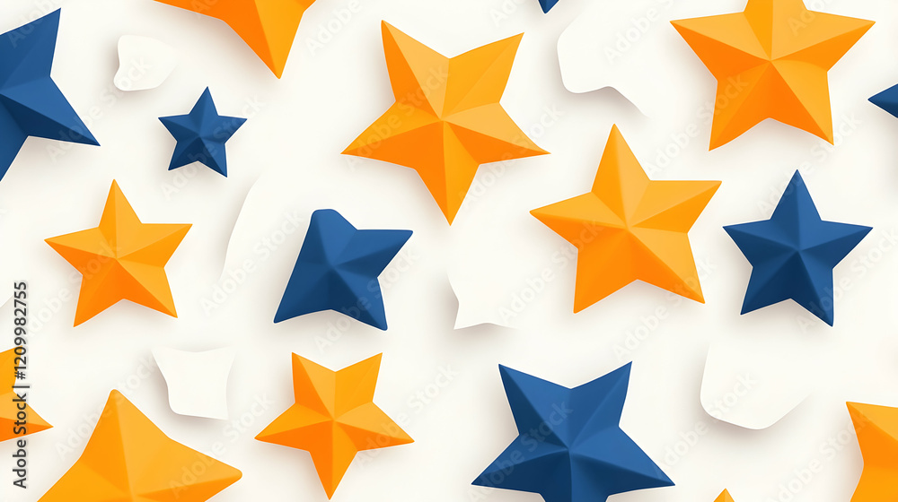 Obraz premium Repeating Geometric Pattern with Multicolored Star Shapes