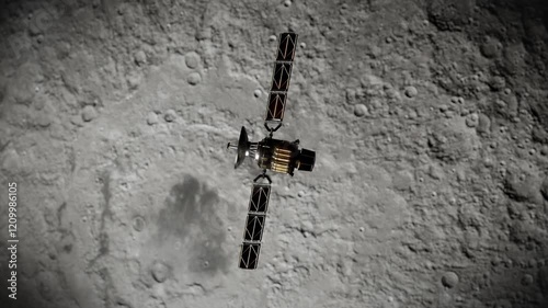 Satellite in Space over moon, Elements of this image furnished by NASA, 3D illustration