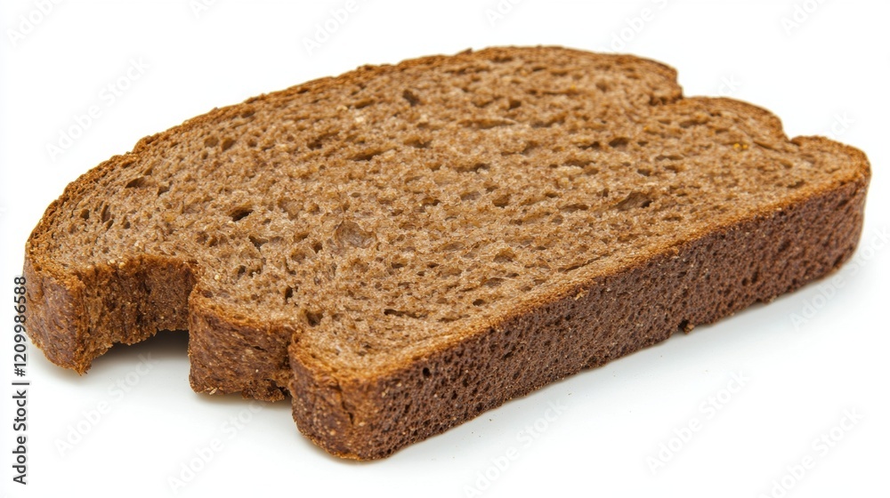 Slice of Dark Rye Bread Isolated on White Background for Culinary Use Slice of Dark Rye Bread Isolated on White Background for Culinary Use