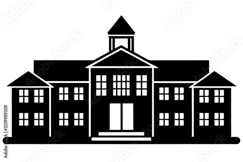 big school building design silhouette vector illustration