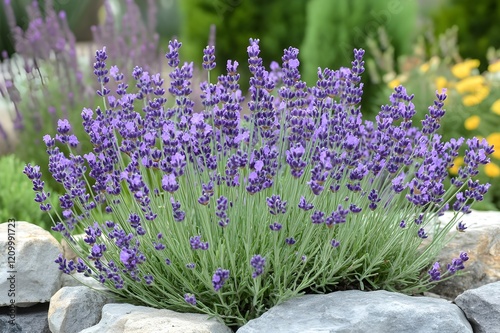 Lavender tree at the edge of the garden photo