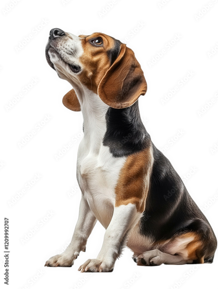 a beagle sits elegantly on a wooden surface. gazing upwards with a curious expression the background is bright and minimalistic. emphasizing the dog's features and posture charm and personality of th a beagle sits elegantly on a wooden surface. gazing upwards with a curious expression the background is bright and minimalistic. emphasizing the dog's features and posture charm and personality of th
