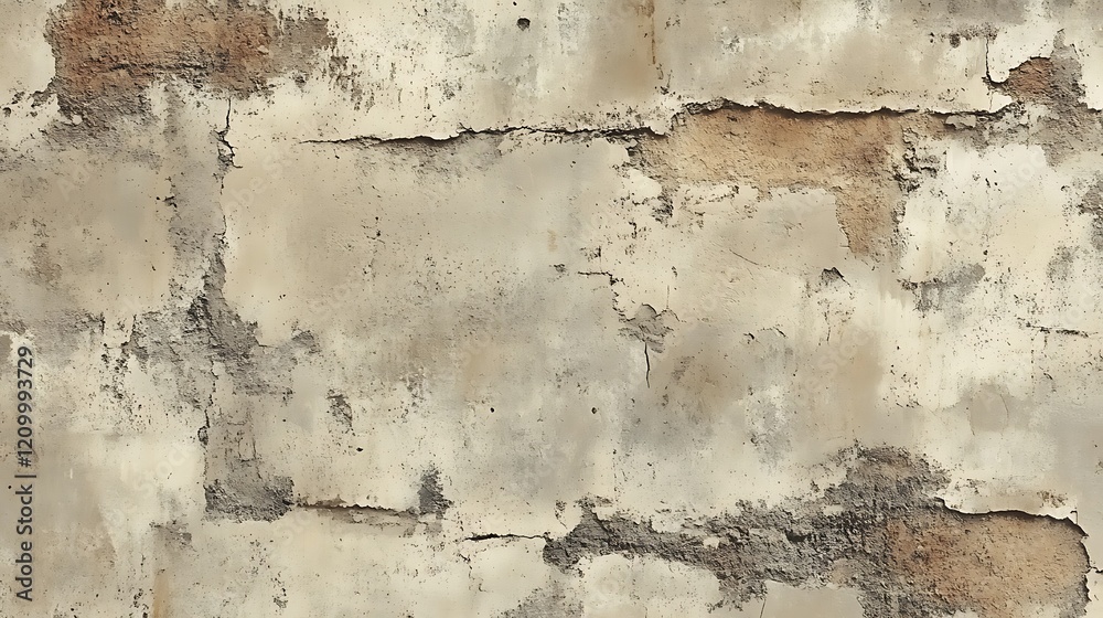 Obraz premium Weathered Brick Wall Texture: A close-up of a weathered brick wall, revealing its timeworn beauty through cracks, chipped paint, and faded mortar.