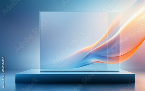 Background of e-commerce product booth integrating fashion and technology elements
