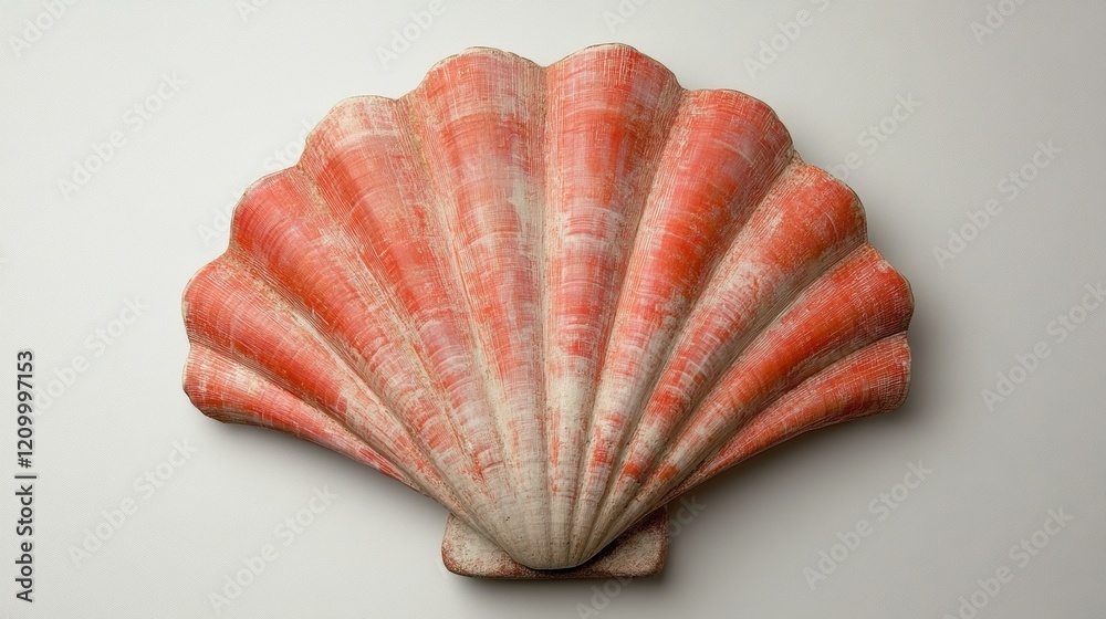 Beautiful Pink and White Shell on Neutral Background Display Beautiful Pink and White Shell on Neutral Background Display