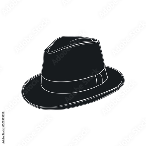 Black Cowboy Hat Cartoon Illustration Isolated on White Background, Western Cowboy Hat Design illustration