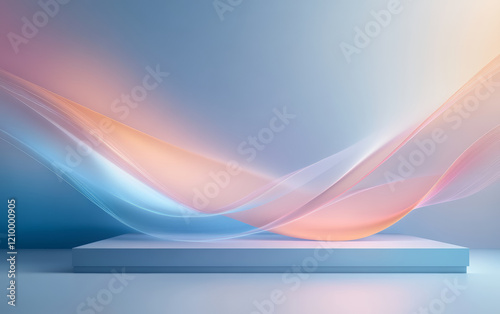 Background of e-commerce product booth integrating fashion and technology elements
