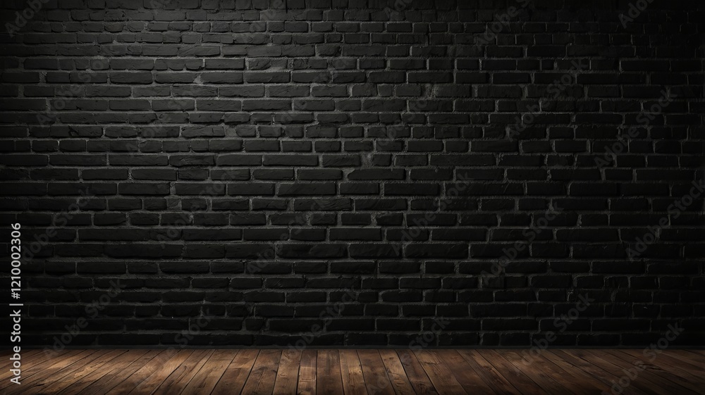 Fototapeta premium Black Brick Wall Texture – Dark Industrial Background for Design
