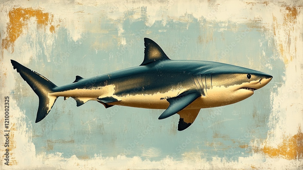 Naklejka premium Vintage Shark Ocean Poster Art Print